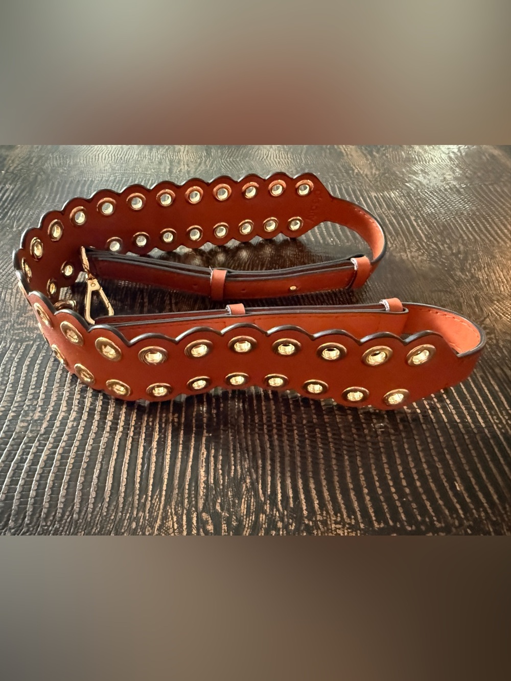 Scalloped Faux Leather Adjustable Purse Strap Gold Like Grommets | NWOT - Picture 3 of 7
